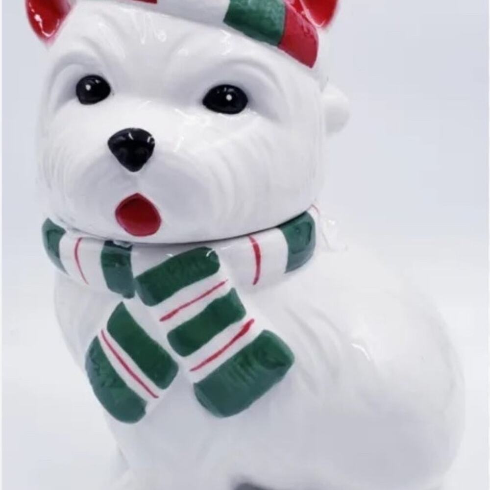 Sleigh Bell Bistro Cookie Jar Dog